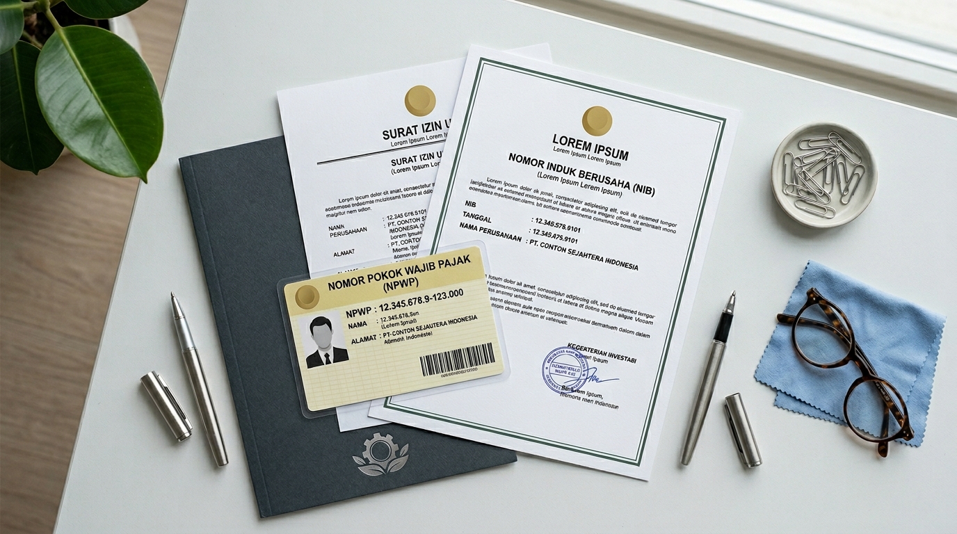 Indonesian corporate legal documents including business registration and tax registration