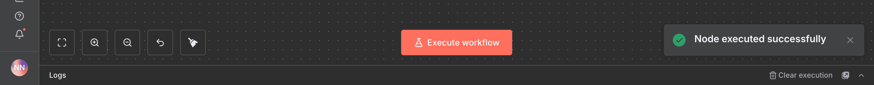 Output node Discord di n8n, menunjukkan eksekusi berhasil.