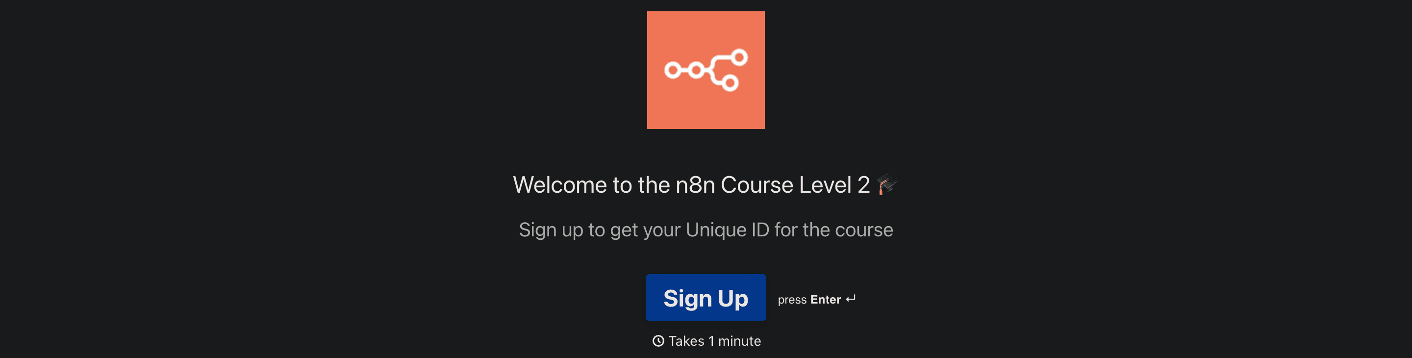 Halaman pendaftaran n8n Course Level 2.