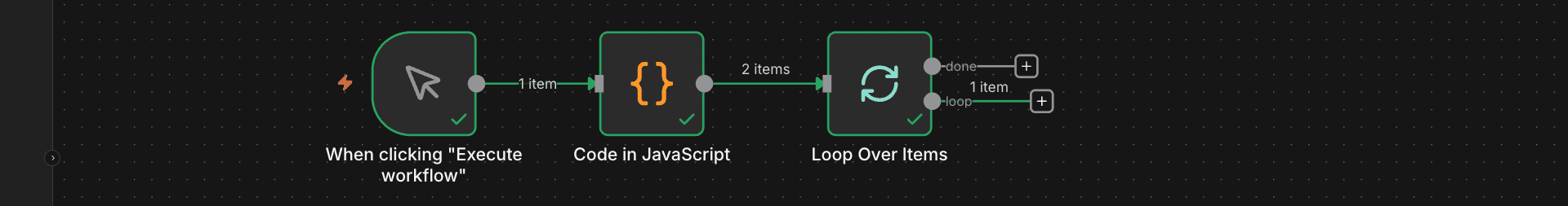 Konfigurasi Loop Over Items dengan Batch Size 1.