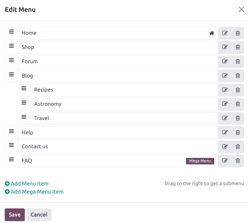 Menu Editor Overview